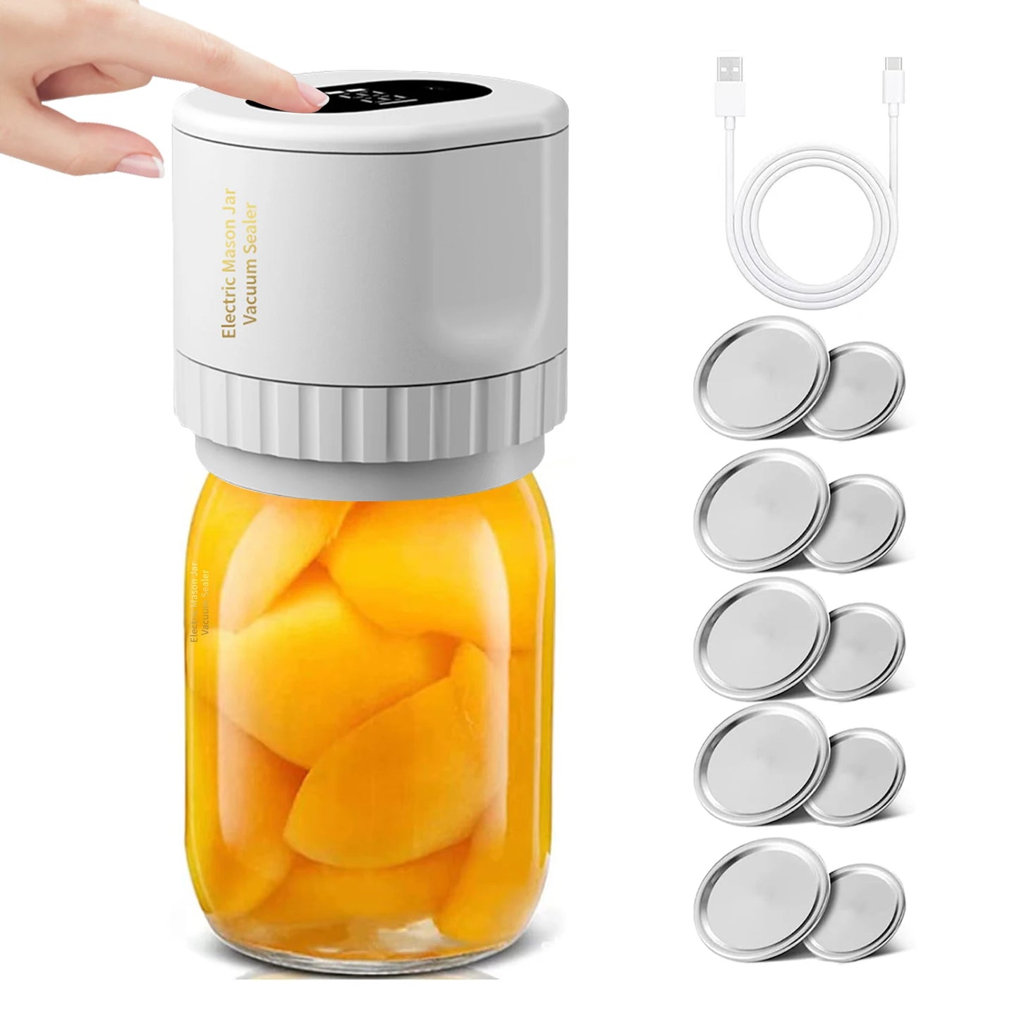 Revolutionize Your Food Storage with the Cordless Automatic Electric Mason Jar Vacuum Sealer Kit - Perfect for Freshness and Fermentation!