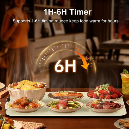 Electric Heating Plate Food Warmer Mat - Silicone Foldable Dining Table Heater for Fast Warming of Food and Beverages