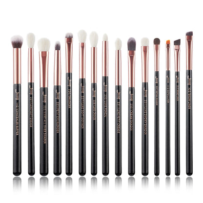 Jessup Makeup Brushes Set 15Pcs Make up Brush Tools Kit Eye Liner Shader Natural-Synthetic Hair Rose Gold/Black T157
