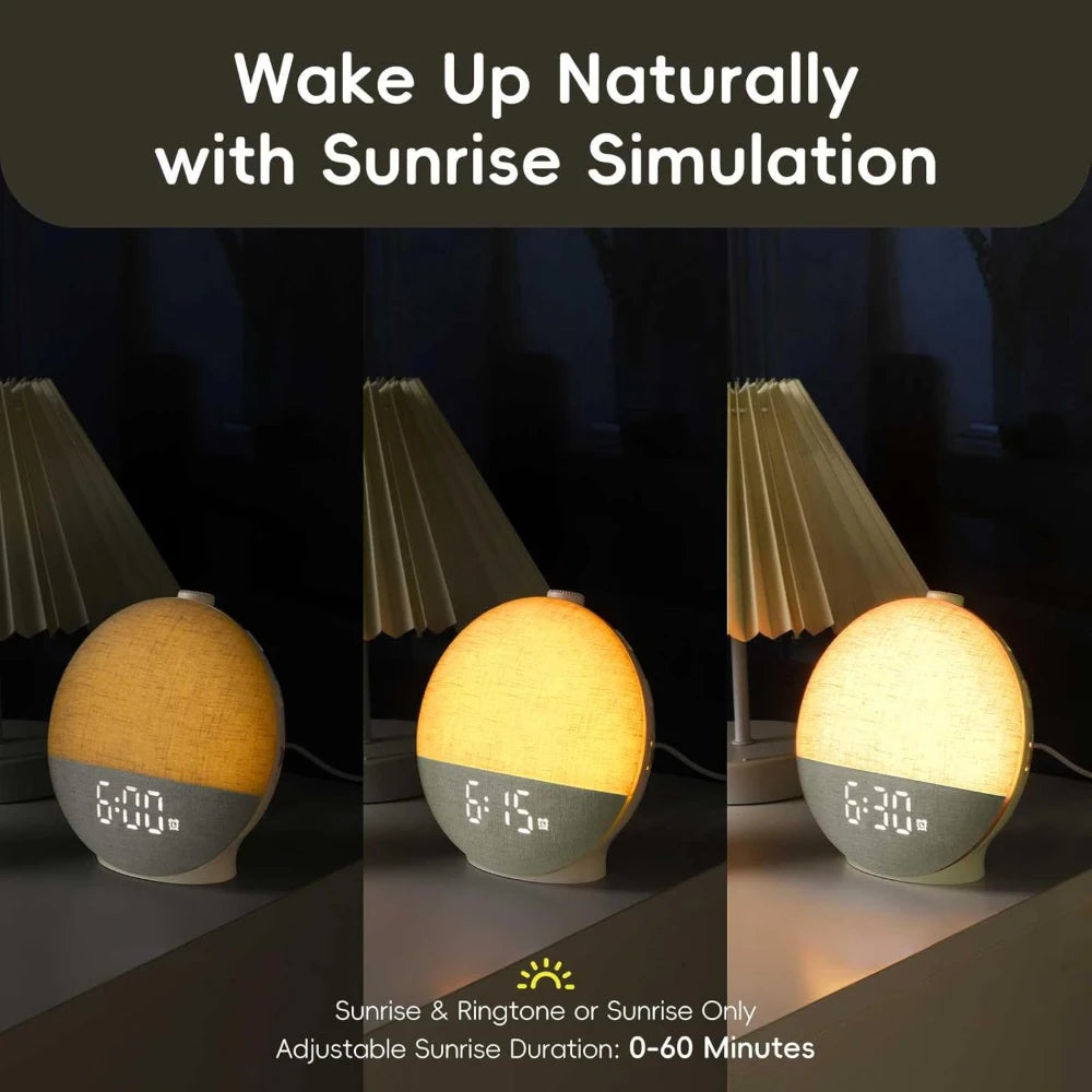 Transform Your Mornings with the Sunrise Alarm Clock: Wake-Up Light, White Noise Machine, Bluetooth Speaker & Color-Changing Night Lights - The Ultimate Bedroom Companion