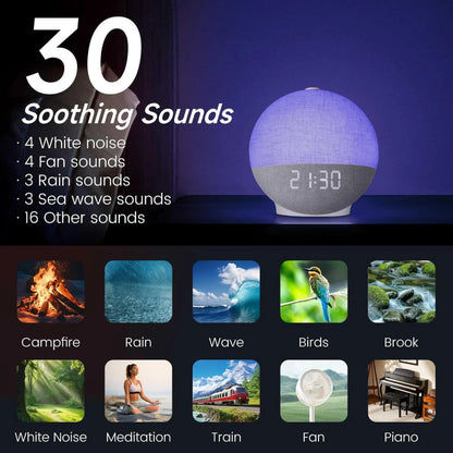Transform Your Mornings with the Sunrise Alarm Clock: Wake-Up Light, White Noise Machine, Bluetooth Speaker & Color-Changing Night Lights - The Ultimate Bedroom Companion