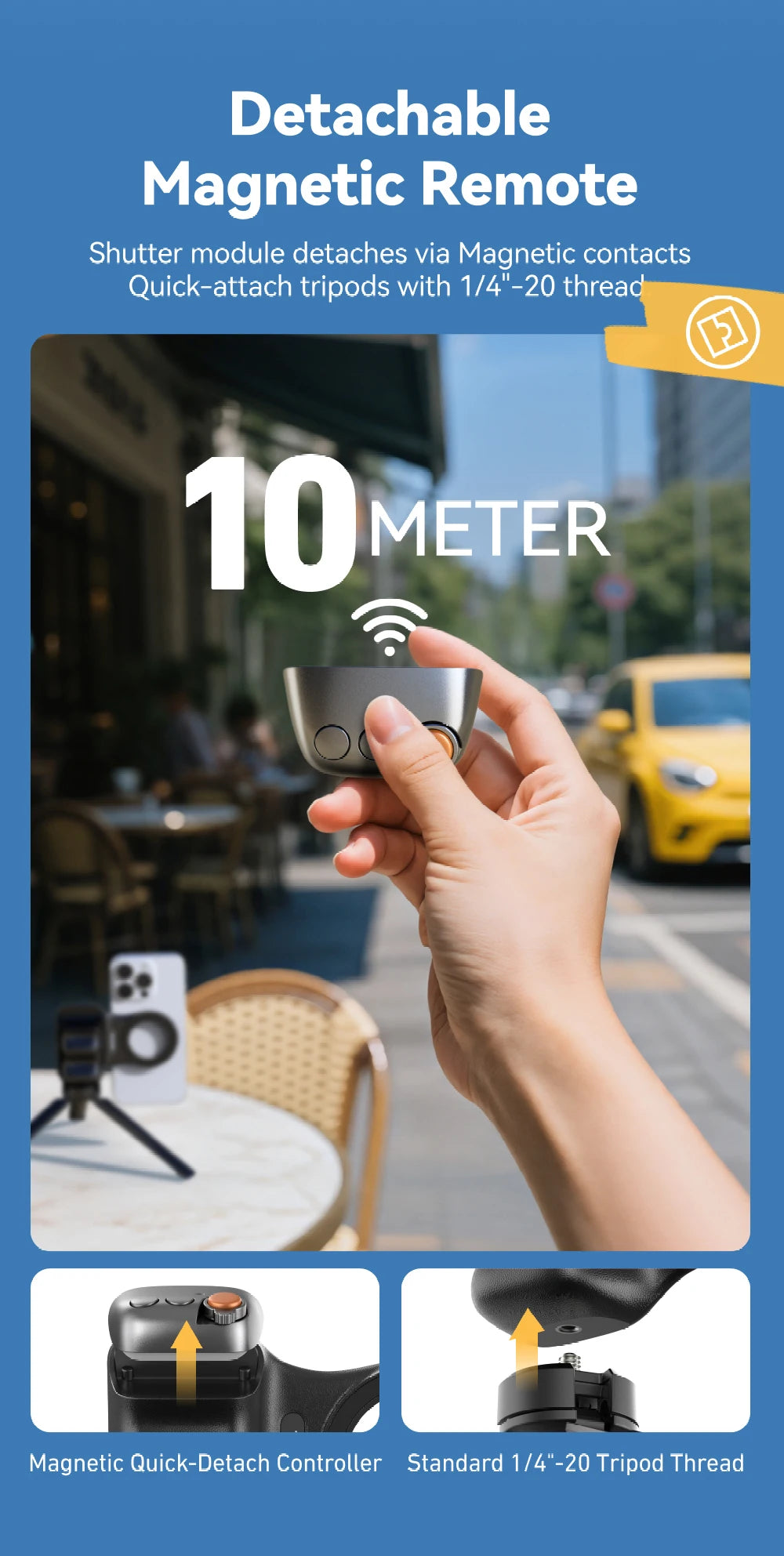 Elevate Your Photography with the TELESIN Magnetic Phone Camera Hand Grip - Remote Control for iPhone, HUAWEI, and SAMSUNG