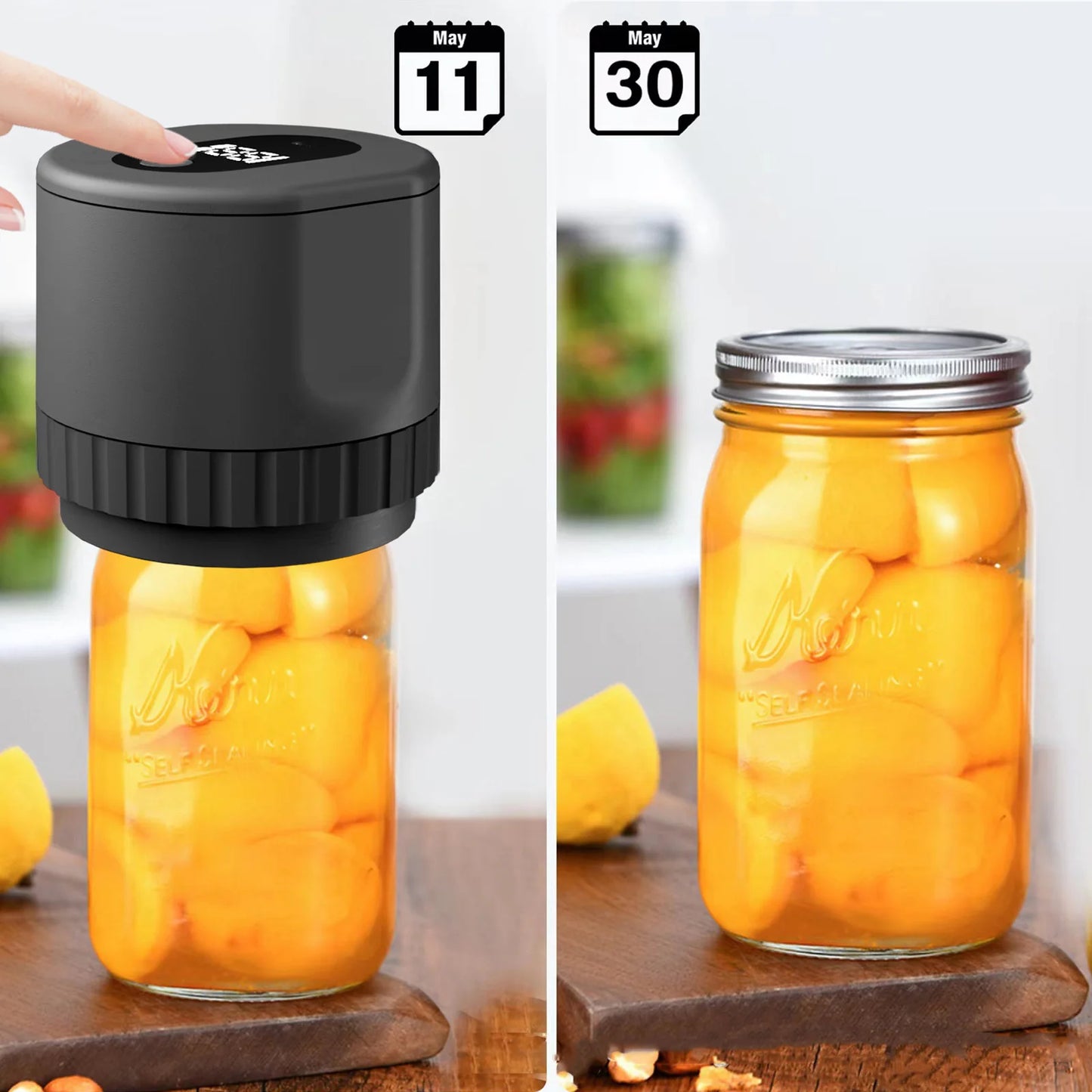 Revolutionize Your Food Storage with the Cordless Automatic Electric Mason Jar Vacuum Sealer Kit - Perfect for Freshness and Fermentation!