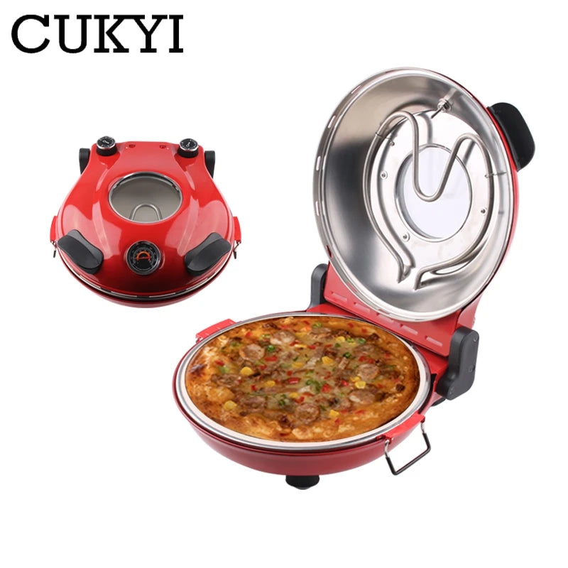 Electric Pizza Oven with Ceramic Stone Baking Plate - 31cm Diameter for Authentic Italian Pizza and Frozen Bread Defrosting