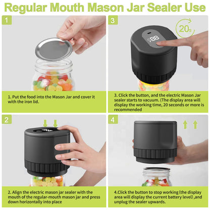 Revolutionize Your Food Storage with the Cordless Automatic Electric Mason Jar Vacuum Sealer Kit - Perfect for Freshness and Fermentation!