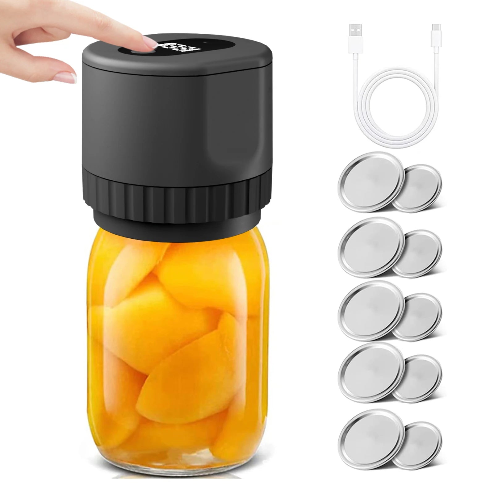 Revolutionize Your Food Storage with the Cordless Automatic Electric Mason Jar Vacuum Sealer Kit - Perfect for Freshness and Fermentation!