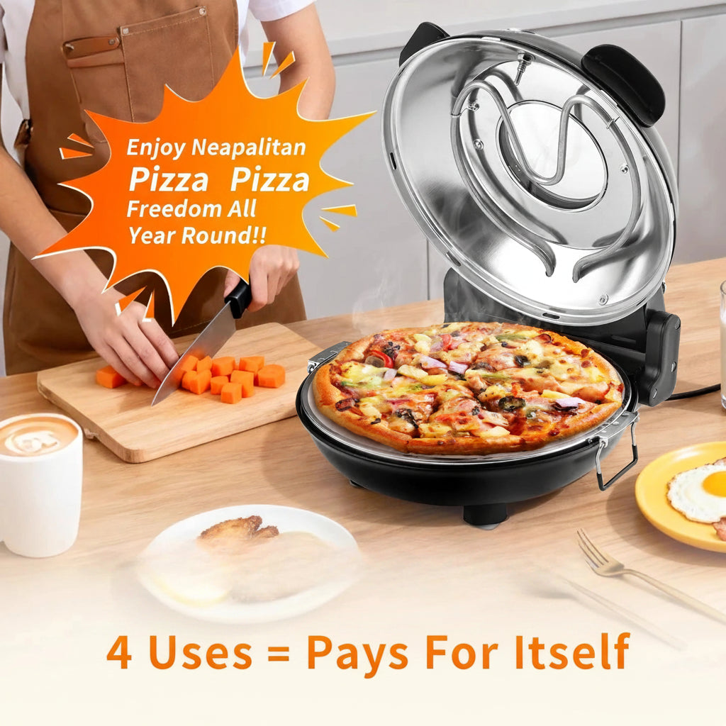 Dual Electric Heating Pizza Maker - 450℃ Commercial 12-Inch Oven for Quick Neapolitan Pizza in 3 Minutes and 30 Seconds