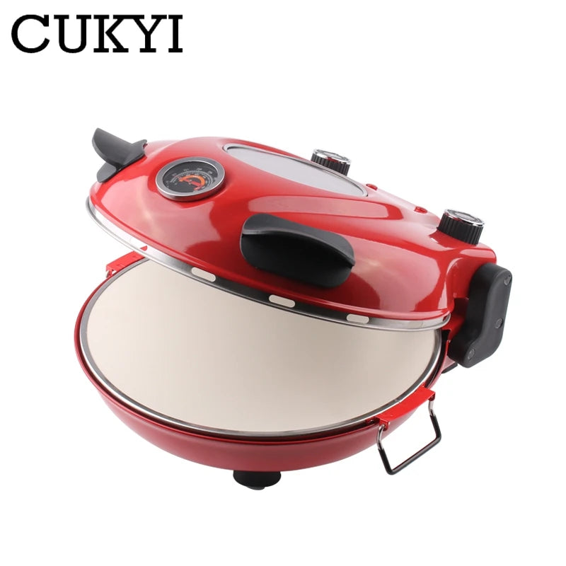 Electric Pizza Oven with Ceramic Stone Baking Plate - 31cm Diameter for Authentic Italian Pizza and Frozen Bread Defrosting