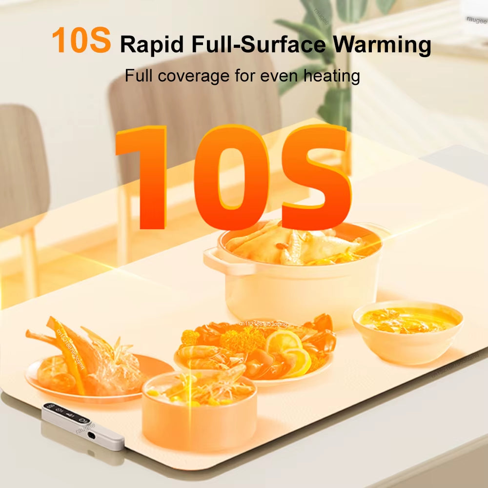 Electric Heating Plate Food Warmer Mat - Silicone Foldable Dining Table Heater for Fast Warming of Food and Beverages
