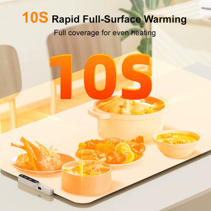 Electric Heating Plate Food Warmer Mat - Silicone Foldable Dining Table Heater for Fast Warming of Food and Beverages